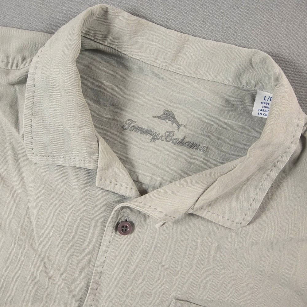 Tommy Bahama Silk Camp Aloha Hawaiian Vacation Summer Minimalist Men Shirt L